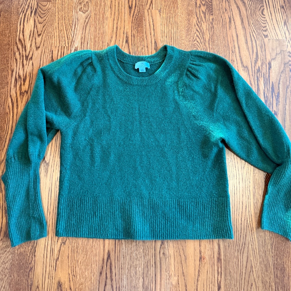CeCe GreenCrew Neck puff sleeve Sweater Small